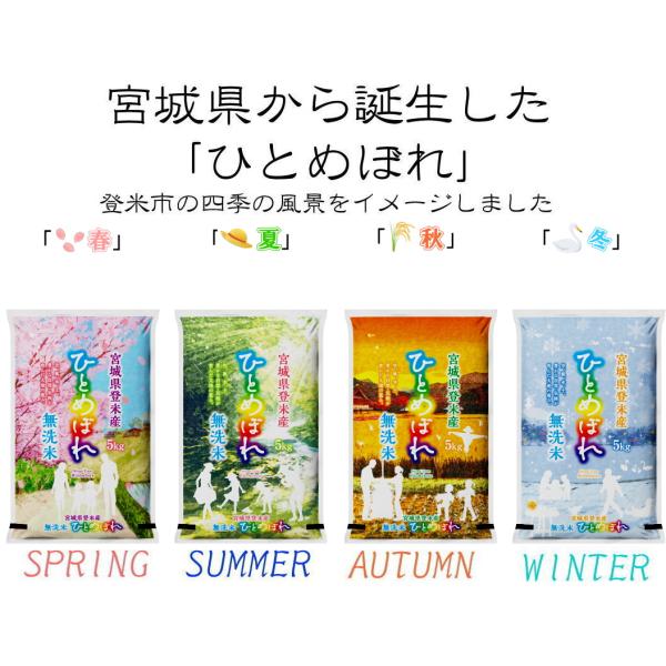 令和5年産 登米市の四季 「桜並木/雨あがりの虹/夕焼け/雪景色」オリジナル袋4種 ひとめぼれ 無洗...