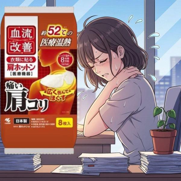 肩ホットン 温熱シート 肩こりケア 8枚 衣類に貼る 血行改善 疲労感に 温めてほぐす 持続8時間 ...