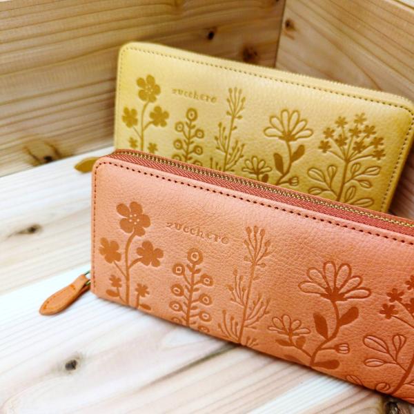 プレゼント 花柄 財布 花柄 財布 otonaかわいい 50代 zucchero 本革 ラウンドジッ...