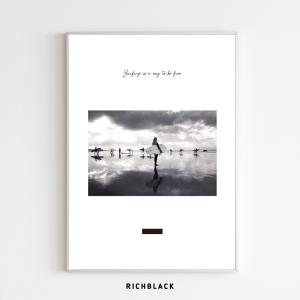 SURF アート ポスター A3 サーフィン 海 モノクロ｜richblack