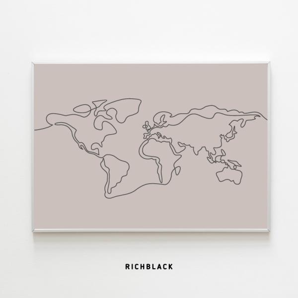 世界地図 線画 ポスター A4