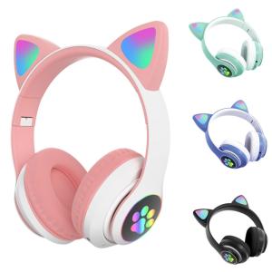 猫耳ヘッドホン 子供用 ヘッドホン Bluetooth5.0  LED付き ワイヤレス マイク内蔵 折り畳み式 音量制御 聴力保護｜richgroupled