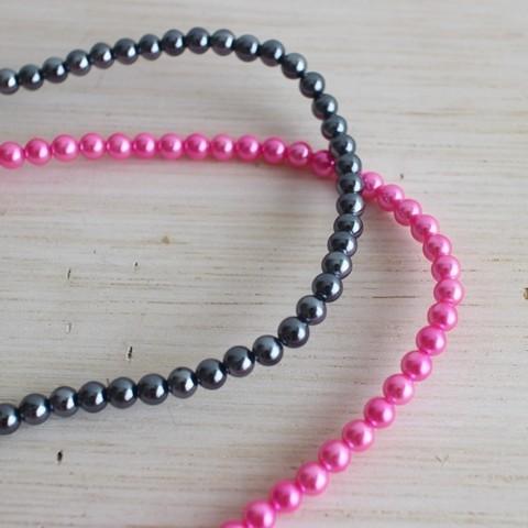 【3営業日以内に発送】デザインアクセサリーパーツ・パール5mm80粒入りピンク＆ブラック・黒 【ギフ...