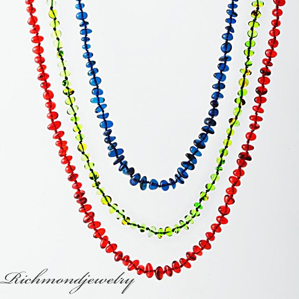 70ｃｍリトアニア製　カラーアンバーネックレス