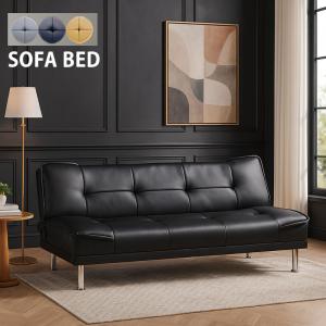 爆買】ソファベッド 3人掛け アームレス 合成皮革 コンパクト : 家具