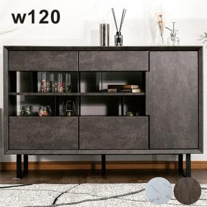 リビング収納 幅120cm キャビネット おしゃれ 大理石調 白 セラミック