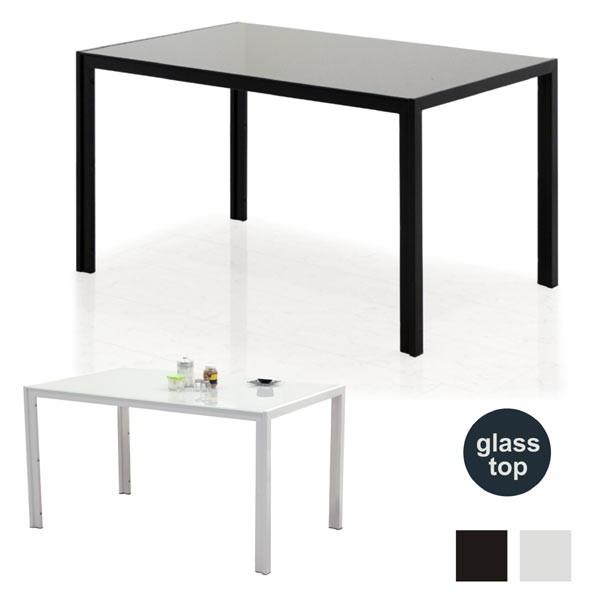ダイニングテーブル おしゃれ 長方形 135 4人 ガラス 白 黒