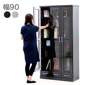 ニトリ（NITORI） ガラス扉 本棚(カット I 90 MBR) 書棚 ラック