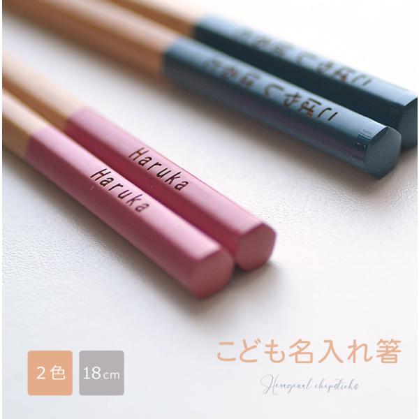 名前入り 子供箸　六角形18cm【ラズベリー/インディゴ】抗菌　お弁当時間　18センチ 単品 子供用...