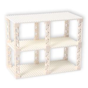 INIBUD 基礎板 ブロック プレート クラシック 互換性 16×32ポッチ 両面 柱付き 板3枚 柱12本 セット (ホワイト)｜ricoroco65