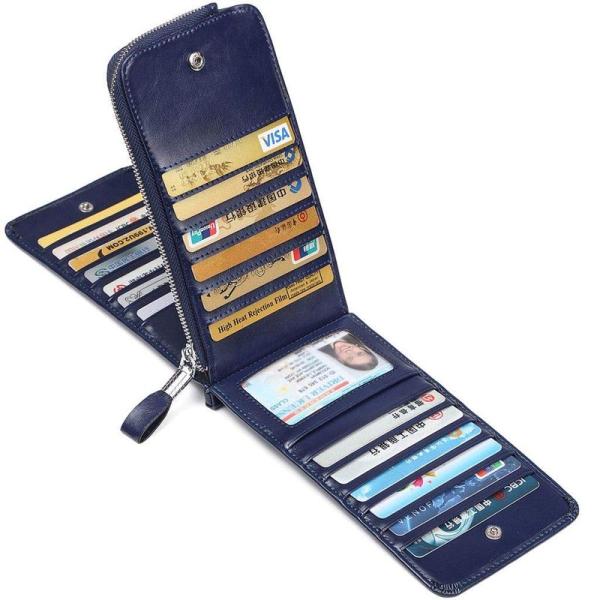 JEEBURYEE メンズ 長財布カードケース薄型二つ折り本革レディース財布カード26枚収納磁気防止...