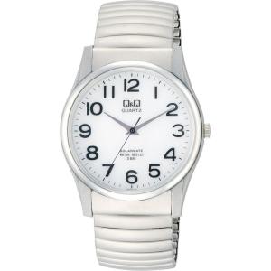 シチズン Q&Q 腕時計 アナログ ソーラー 防水 メタルバンド 白 文字盤 H970-214 メンズ シルバー