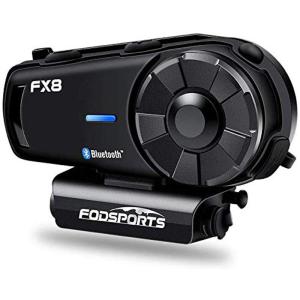 FODSPORTS バイク インカム FX8 インカム 8人同時通話 FMラジオ Hi-Fi音質 AUX機能付き バイクヘッドセット Blu