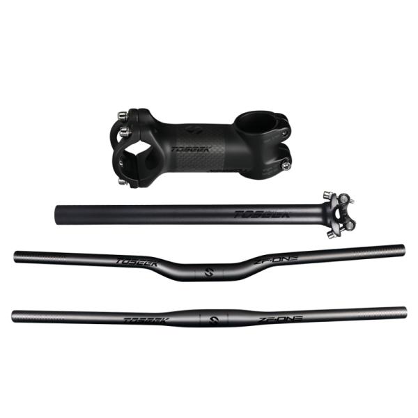 TOSEEKハンドルセット 3点セット カーボンライザーバー フラットバー/ストレートバー ステム ...