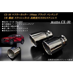 CX-30 マフラーカッター 100mm ブラック パンチングメッシュ 2本 鏡面 高純度SUS304ステンレス ［B09K］
