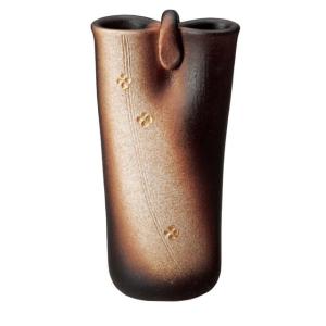 茶道具 花入 置用 信楽焼 耳付 上田光春作 古来窯 置き花入 置花入