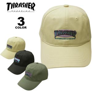 (公式）スラッシャー キャップ THRASHER OVAL MAG DAD CAP 帽子 メンズ レディース ユニセックス ローキャップ 全3色 フリーサイズ｜rifflepage