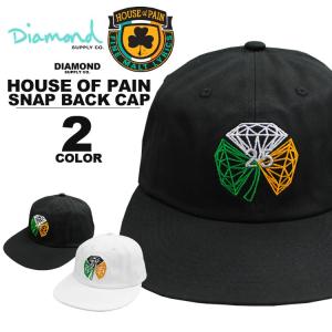 ダイヤモンドサプライ Diamond SUPPLY CO. キャップ 帽子  House of Pain H.O.P DIAMOND UNSTRUCTURED SNAP BACK CAP スナップバック ブラック 黒 ホワイト 白｜rifflepage