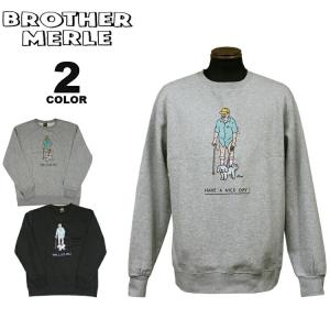 SALE ブラザーマール トレーナー BROTHER MERLE Morning Stroll CREW SWEAT クルー スウェット 裏起毛 プリント メンズ レディース ユニセックス 全2色 S-XL｜rifflepage