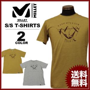 SALE MILLET ミレー Tシャツ VIEW POINT TS S/S T-SHIRTS 半袖 キャメル グレー メンズ アウトレット｜rifflepage