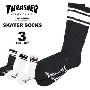 スラッシャー THRASHER スケーター ソックス MAG SKATER SOCKS 靴下 ブラック 黒 ホワイト 白 メンズ コラボ