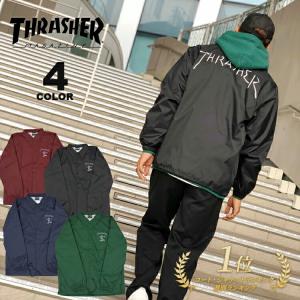 THRASHER FLAME LOGO COACH JACKET black スラッシャー フレイム