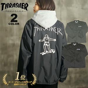 THRASHER フレイムロゴ フード付きコーチジャケット THRASHER FLAME LOGO COACH JACKET black スラッシャー フレイム