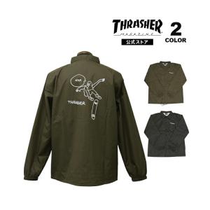 THRASHER FLAME LOGO COACH JACKET black スラッシャー フレイム