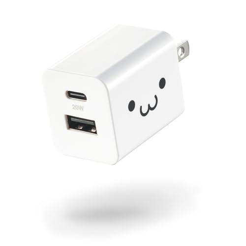 エレコム 充電器 コンセント USB-C USB-A 2ポート 20W PD対応 折りたたみ式プラグ...
