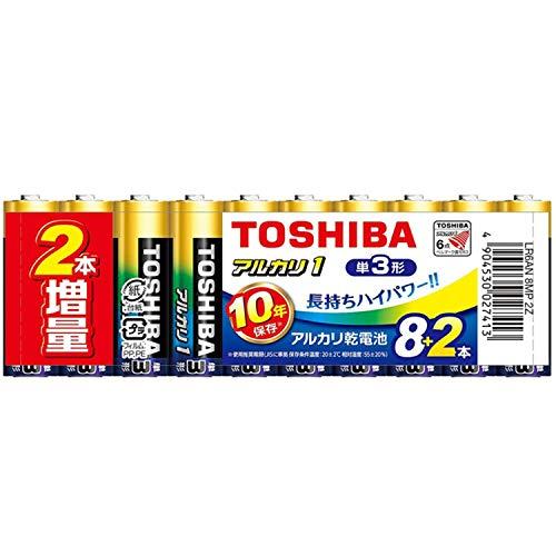 東芝(TOSHIBA) アルカリ乾電池 単3形 10本(8本+2本増量) 1.5V 液漏れ防止構造 ...