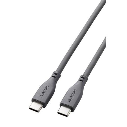 エレコム USB C ケーブル USB PD対応 100W 2m シリコン素材 やわらか グレー M...