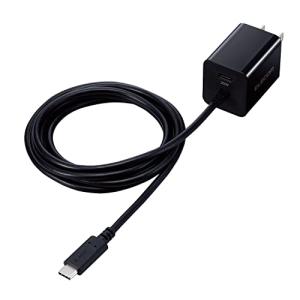 エレコム 充電器 Type-C USB PD対応 20W USB-C 1ポート Type-Cケーブル一体 2台同時充電 MPA-ACCP37BK｜riftencom