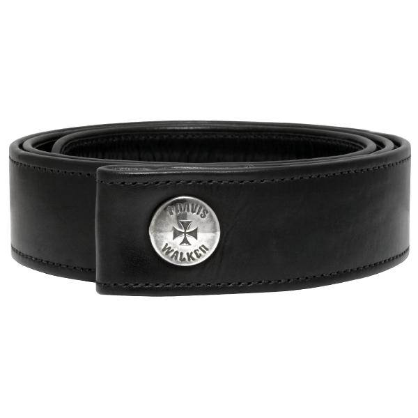 トラヴィスワーカー TRAVIS WALKER 1.25インチブラックレザーベルトw/TWスナップ ...