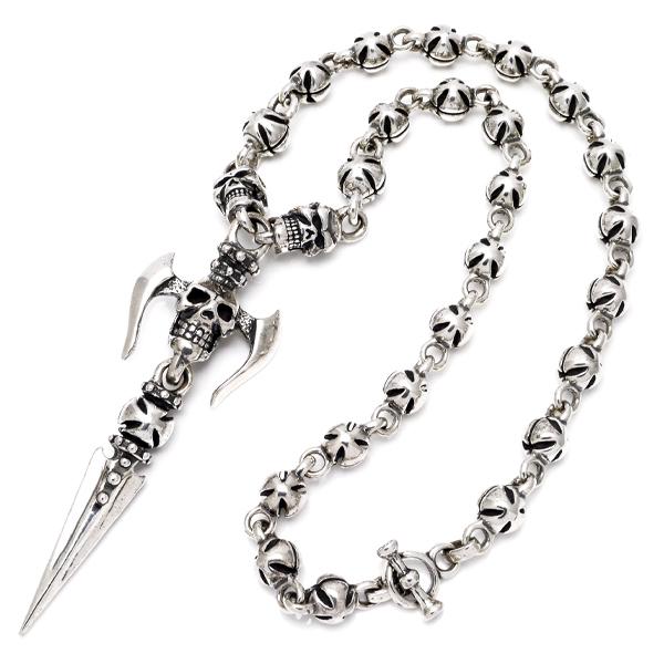 トラヴィスワーカー TRAVIS WALKER ネックレス アックススカルw/ロイヤルダガーw/2ミ...