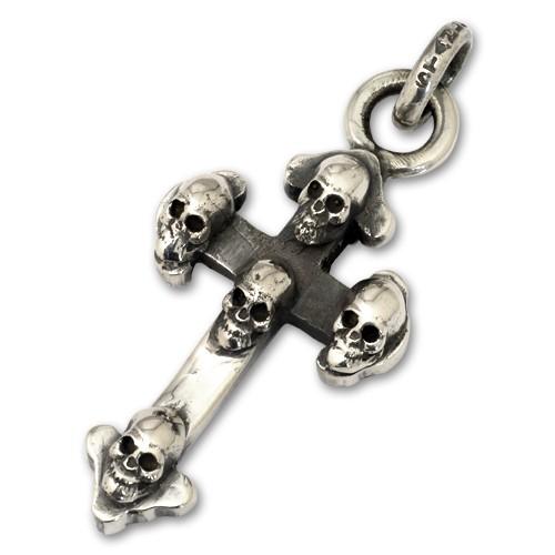 スタンリーゲス/Stanley Guess ペンダント スカルガンズクロスw/ジャンプリング ペンダ...