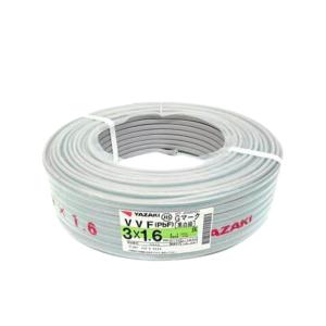 VVFケーブル（平型）2.0mm×3芯 100m グレー（灰色）【VVF2.0×3C