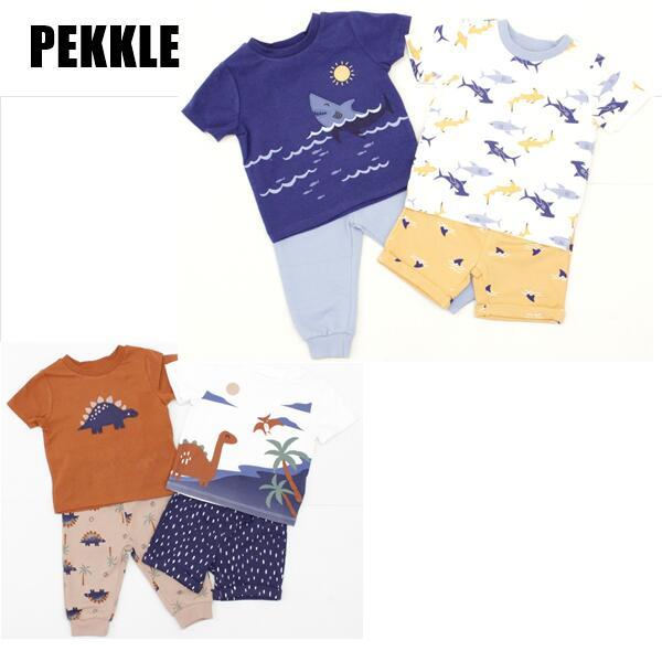 アウトレット PEKKLE キッズ ルームウェア ベビー ボーイズ 上下4点セット Tシャツ 春夏 ...
