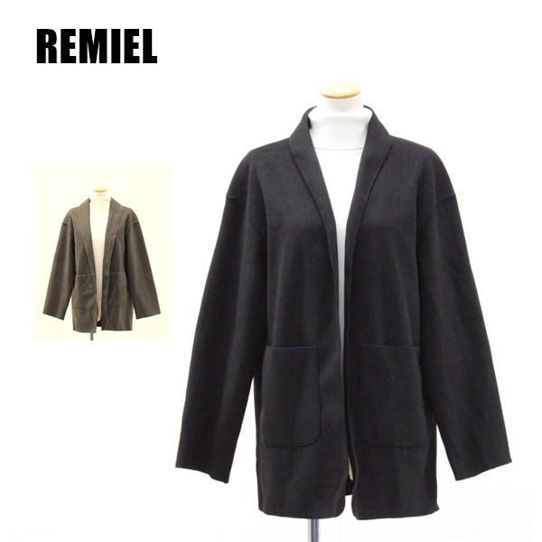 アウトレット  REMIEL レディース アウター ノーカラー コーディガン 羽織り 秋冬 5502...