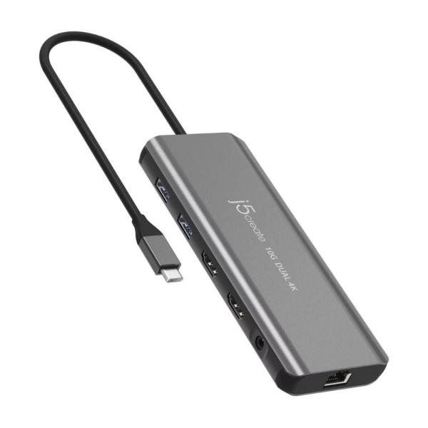 j5 create USB Type-C 7in1 PD対応 デュアルHDMI Gen2 マルチハブ...