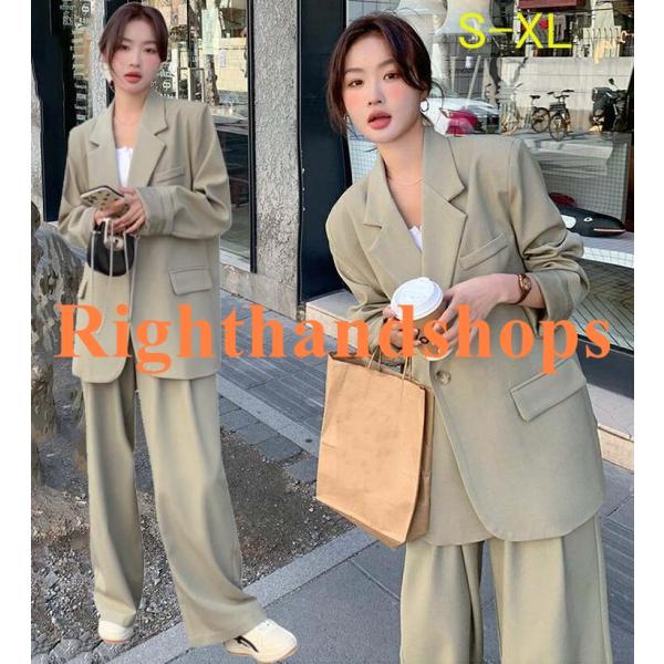 【新品セール 】パンツスーツ 2点セット ジャケット+パンツ カジュアルスーツ 体型カバー スーツ ...