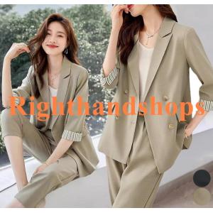 【新品セール】カジュアルスーツ 春夏 レディース セットアップ 2点セット ジャケット+パンツ パン...