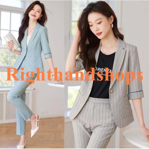 【新品セール 】レディーススーツ カジュアルスーツ 通勤 就活 春夏 2点セット ジャケット+パンツ...
