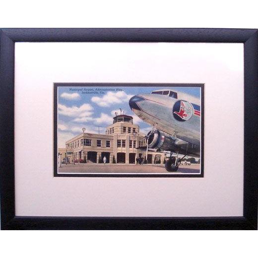 額入りアート・フロリダの空港とDC3・アートプリント／マット付き・
