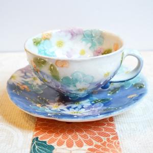 工房ゆずりは カップ＆ソーサー 平安京花 瀬戸焼 花柄 優しい感性 女性