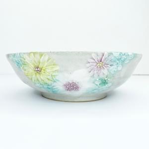 工房ゆずりは おしゃれ鉢 色彩花 瀬戸焼 花柄 女性だけの工房 手描き