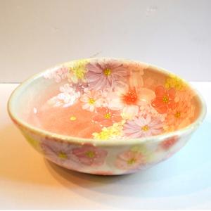 工房ゆずりは おしゃれ鉢 色彩花 瀬戸焼 花柄 女性だけの工房 手描き