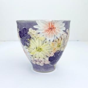 工房ゆずりは 湯呑茶碗 色彩花 瀬戸焼 花柄 優しい感性 女性だけの工房