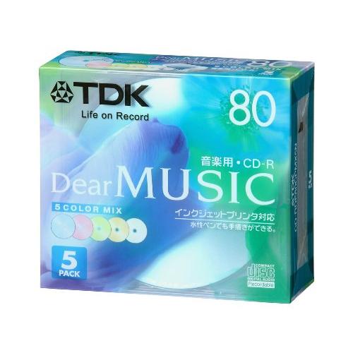 TDK CD-R 音楽用 80分 カラーミックス インクジェットプリンタ対応 5枚パック CD-RD...