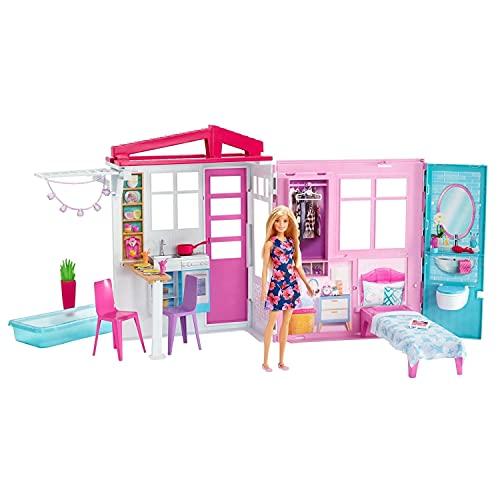 バービー(Barbie) かわいいピンクのプールハウス 着せ替え人形・ハウス ドール、アクセサリー付...