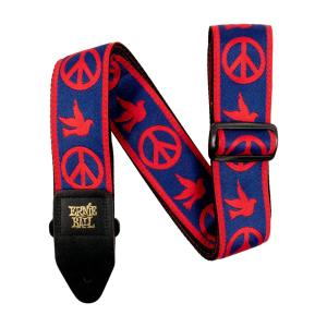 [ERNIE BALL] 正規品 4698 ギターストラップ JACQUARD STRAP RD/BL PEACE LOVE DOVE ジャカー｜riiccoo-stor